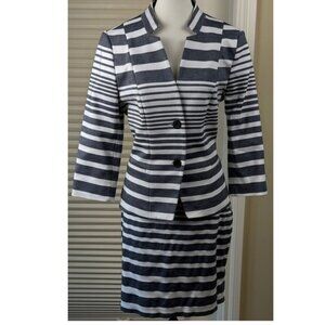 Le Chateau Striped 2-Piece Suit: Jacket (M) & Skirt (11/12) - Cotton Blend